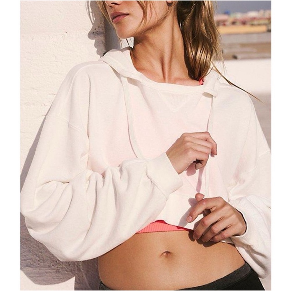 Free People Off-White Hoodie Sweatshirt